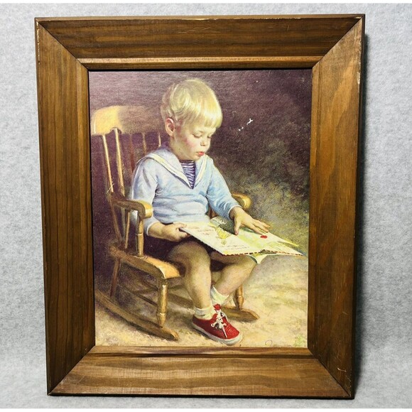 Framed James Ingwersen Art Print Gretchen Gary Boy Reading Girl Eating 1973 READ - Picture 2 of 16